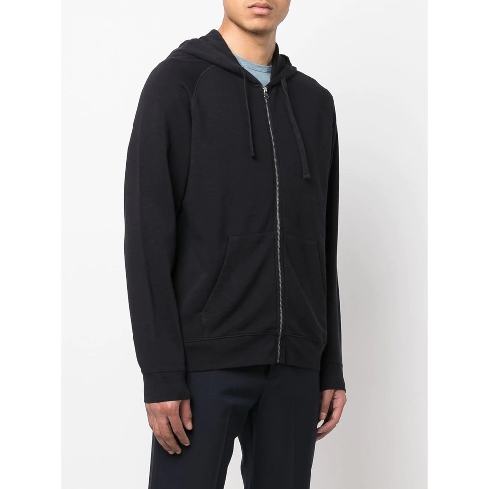 Vince Men’s Black French Terry Zip-Up Long-Sleeve Hoodie Size XL